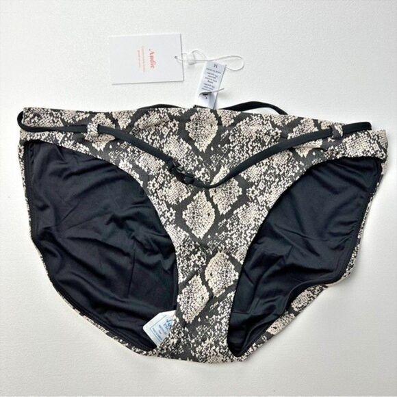 Anthropologie Andie Swim The Riviera Belted Bikini Bottom Snake Print Size L NWT - Picture 5 of 9
